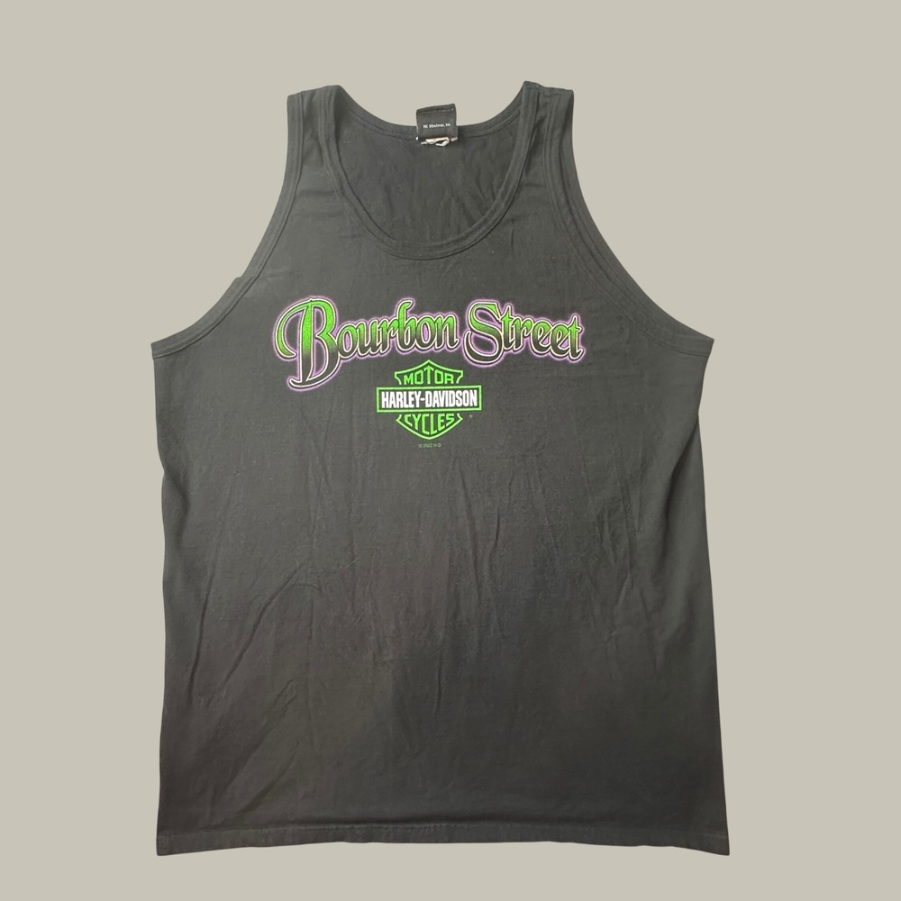 Harley-Davidson Tank Top Men L Bourbon Street New Orleans Graphic Black Stratman